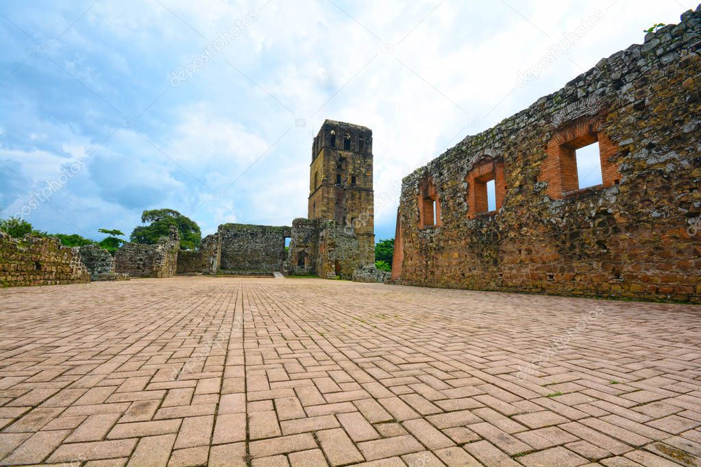 View of the ruins of the cathedral of the old Panama City, Panam