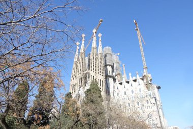 Barselona,İspanya,22 Şubat 2019:Kutsal Ailenin Bazilikası ve Expiatory Kilisesi, Katalan mimar Antoni Gaud tarafından tasarlanan Barselona'da büyük bir bitmemiş Roma Katolik kilisesidir..