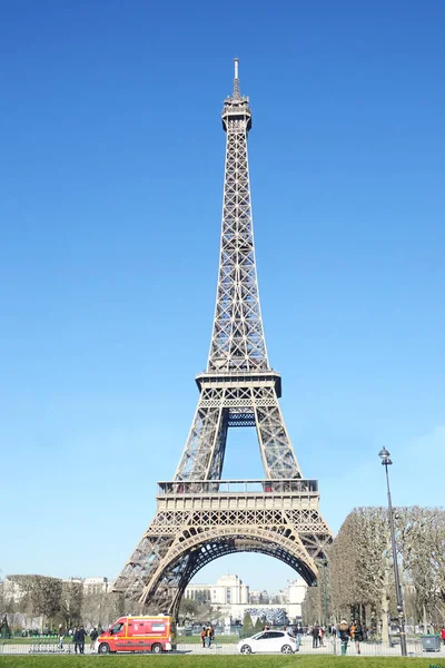 Paris France Feb 2019 Eiffel Tower Wrought Iron Lattice Tower Stock Image