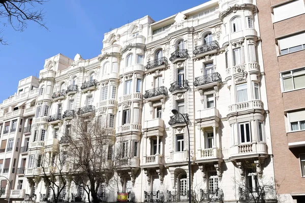 Madrid Espanha Feb 2019 Arquitetura Madri Preservou Aparência Muitos Seus — Fotografia de Stock