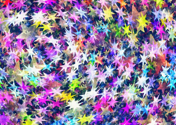 many painted multicolored stars backgrounds with neon shining