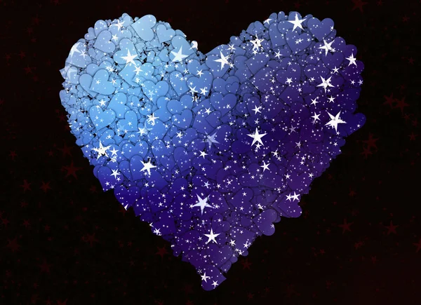 painted hearts with stars backgrounds