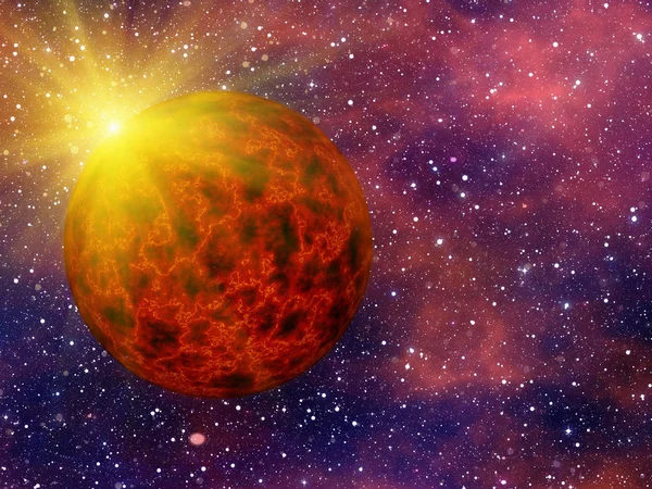 hot fire planet on space stars backgrounds