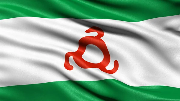印古什共和国的国旗在风中飘扬 3D插图 — 图库照片