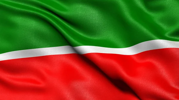 鞑靼斯坦共和国的国旗在风中飘扬 3D插图 — 图库照片