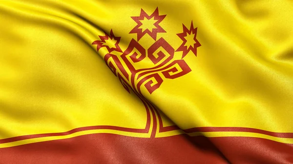 Flaga Republiki Chuvash Chuvashia Machająca Wietrze Ilustracja — Zdjęcie stockowe