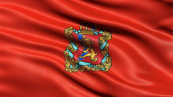 克拉斯诺亚尔斯克边旗在风中飘扬 3D插图 — 图库照片