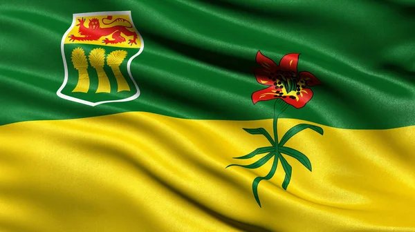 Vlag Van Saskatchewan Zwaaiend Wind Illustratie — Stockfoto