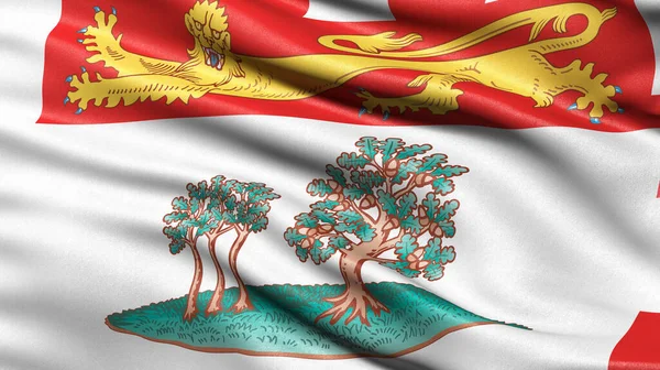 爱德华王子岛的旗帜在风中飘扬 3D插图 免版税图库照片