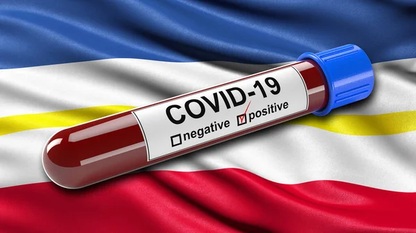 Flag Mecklenburg Vorpommern Waving Wind Positive Covid Blood Test Tube — Stock Photo, Image