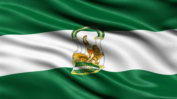 Bandeira Andaluzia Acenando Vento Ilustração — Fotografia de Stock