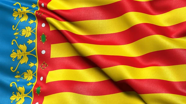 Valenciai Közösség Zászlaja Integet Szélben Illusztráció Jogdíjmentes Stock Képek