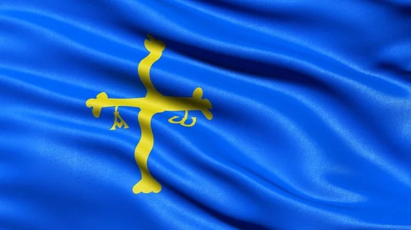 Flag Principality Asturias Waving Wind Illustration — Stock Photo, Image