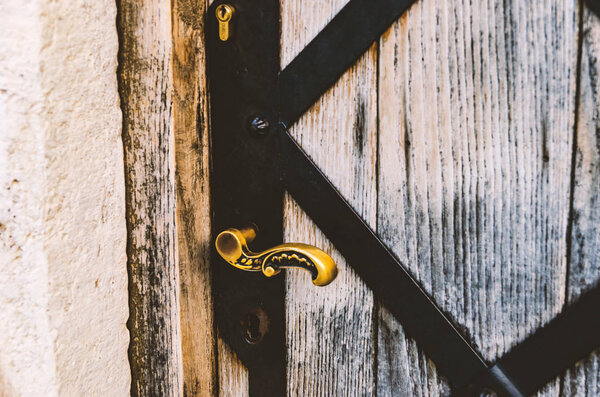 Beautiful bronze (brass) door handle with monograms 