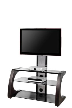 Beyaz arka planda izole edilmiş bir stand üzerinde plazma (LED) TV. 