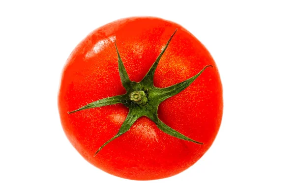 Un jugoso tomate maduro aislado sobre fondo blanco —  Fotos de Stock