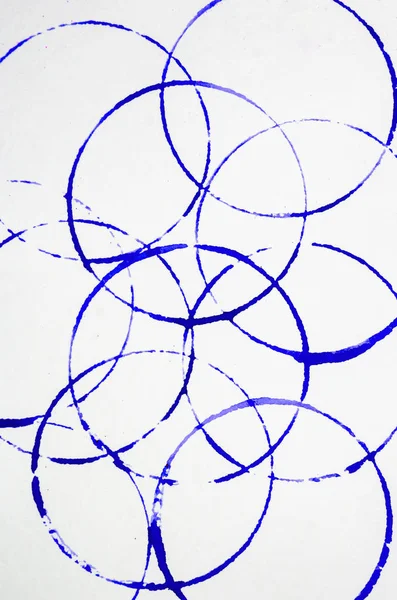 Bakgrund-akvarell ritning. Uppsättning blå cirklar — Stockfoto
