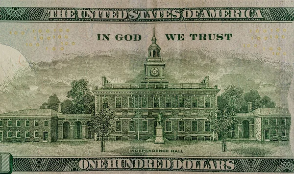 Wij 100 dollar biljet close-up, Usa Federal fed reserve nota fragme — Stockfoto