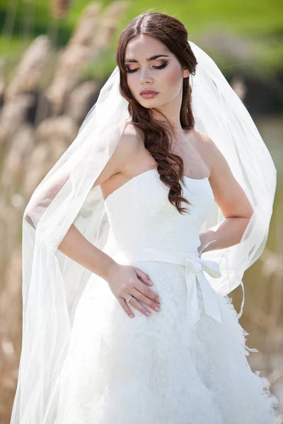 Beautiful bride on the nature. — Stock Photo, Image