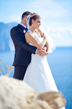 Düğün için. Gelin ve damat düğün günlerinde. Bir çift aşık.. 