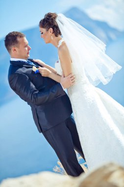 Düğün için. Gelin ve damat düğün günlerinde. Bir çift aşık.. 