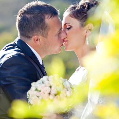 Düğün için. Gelin ve damat düğün günlerinde. Bir çift aşık.. 