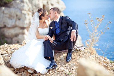 Düğün için. Gelin ve damat düğün günlerinde. Bir çift aşık.. 