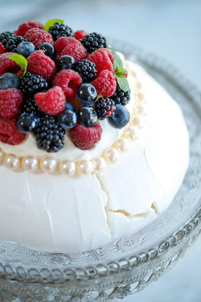 Pavlova cake. Dessert for breakfast.
