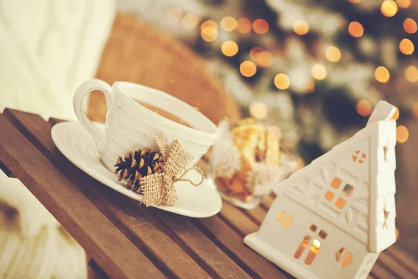 Wystrój domu Bożego Narodzenia, piękne dekoracje wakacje. — Zdjęcie stockowe