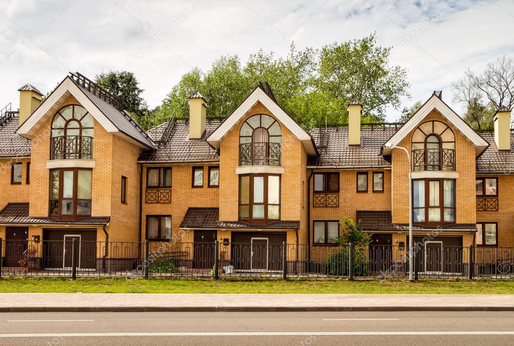 Modern low-rise apartment buildings in the city of Moscow