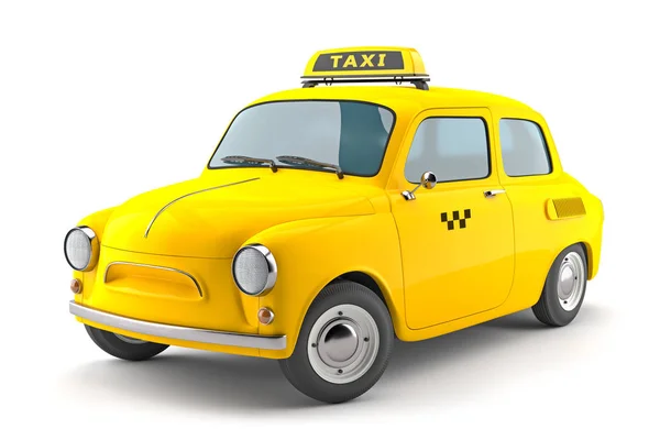 Illusztrációja Vintage Sárga Taxi Elszigetelt Fehér Háttér — Stock Fotó