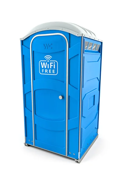 白い背景に無料Wi Fiのシンボルを持つバイオトイレの3Dイラスト — ストック写真
