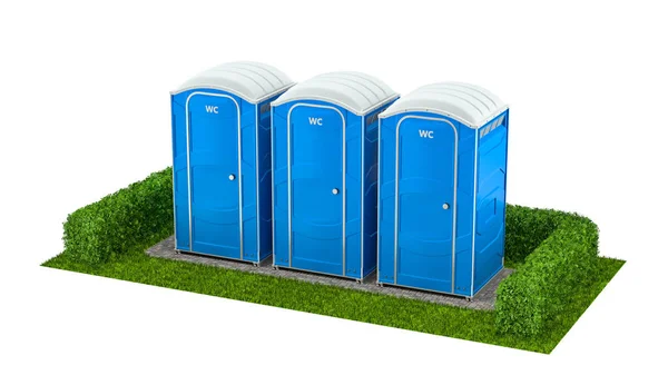Illustration Blå Mobil Bärbara Toaletter Isolerade Vit Bakgrund — Stockfoto