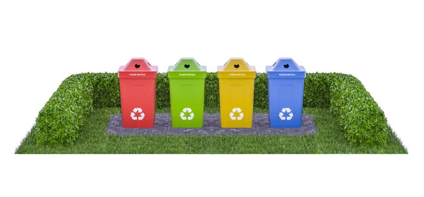 Illustration Four Colored Containers Separate Collection Garbage — Stock Photo, Image