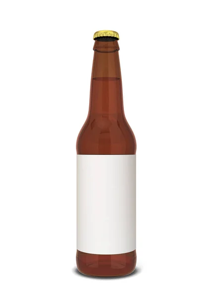 Garrafa Cerveja Ilustração Isolado Fundo Branco — Fotografia de Stock