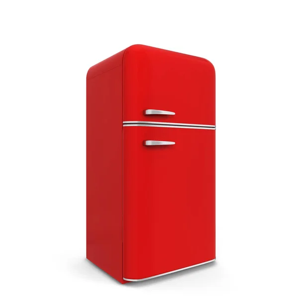 Realistic detailed 3d vintage red fridge Vector Image
