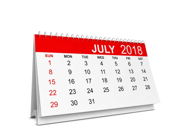 2018 Year Calendar Week Starts Sunday Illustration Isolated White Background — Stock Photo, Image