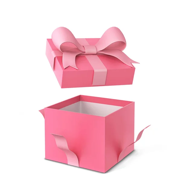 Άνοιξε Δώρο Κουτί Πολύχρωμα Φιόγκο Και Κορδέλα Απεικόνιση Που Απομονώνονται — Φωτογραφία Αρχείου