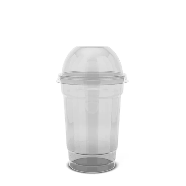 Прозрачная Пластиковая Чашка Сока Других Напитков Трехмерная Иллюстрация Белом Фоне — стоковое фото