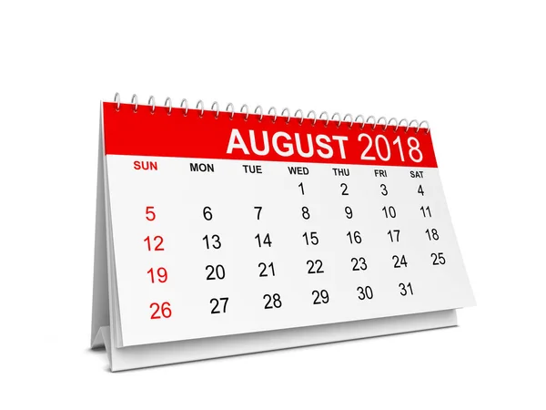 2018 Year Calendar Week Starts Sunday Illustration Isolated White Background — Stock Photo, Image