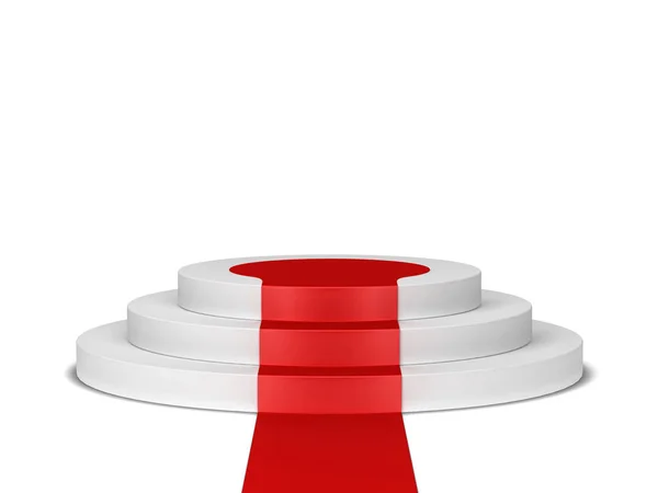 Подиум Красной Дорожкой Трехмерная Иллюстрация Белом Фоне — стоковое фото