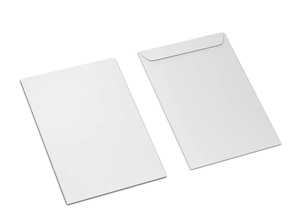 Envelope Papel Branco Ilustração Isolado Fundo Branco — Fotografia de Stock