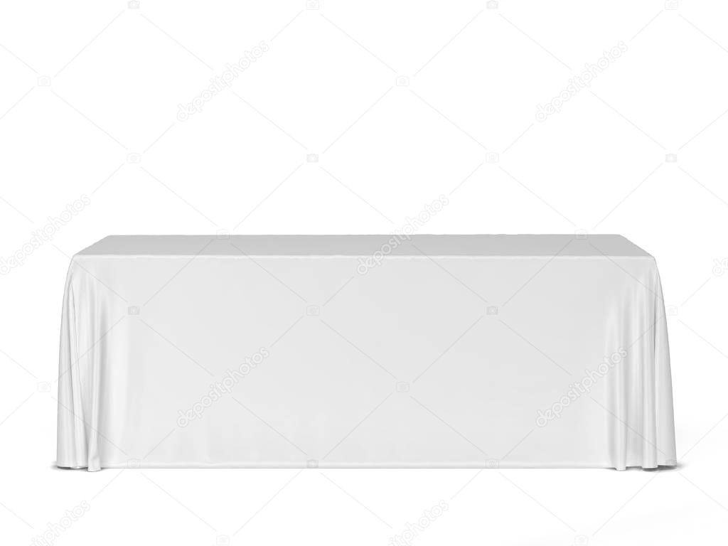 Tradeshow tablecloth mockup. 3d illustration isolated on white background