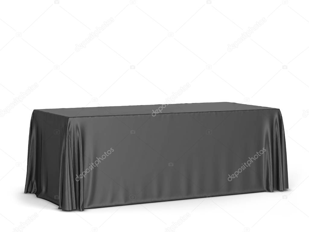 Tradeshow tablecloth mockup. 3d illustration isolated on white background