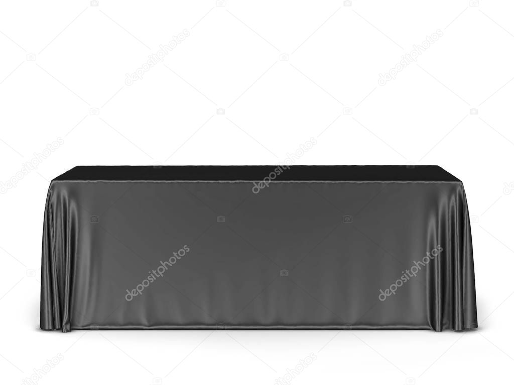 Tradeshow tablecloth mockup. 3d illustration isolated on white background