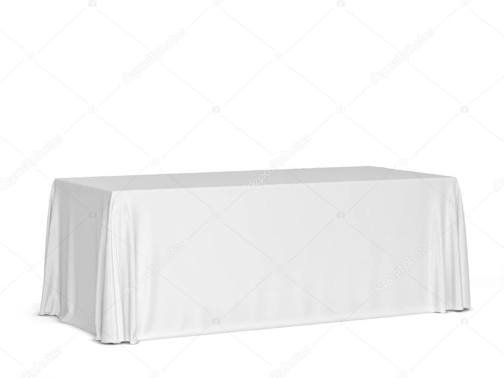 Tradeshow tablecloth mockup. 3d illustration isolated on white background