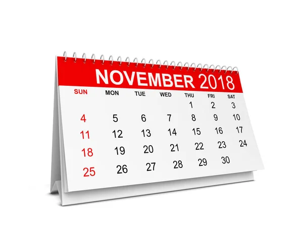 Calendario 2018 Anno Settimana Inizia Con Domenica Illustrazione Isolata Sfondo — Foto Stock