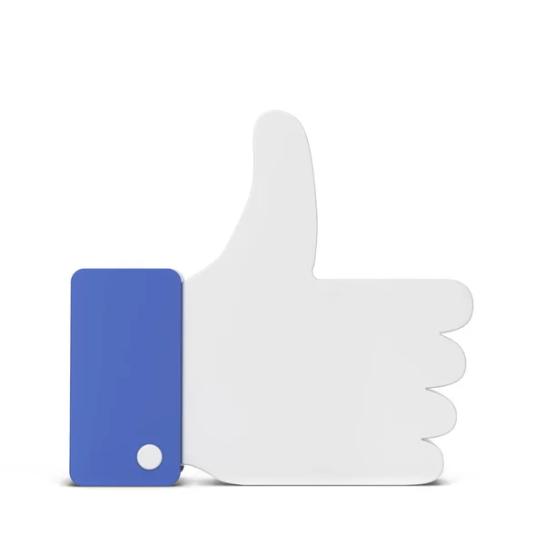 Большой Палец Вверх Символ Социальной Сети Трехмерная Иллюстрация Белом Фоне — стоковое фото