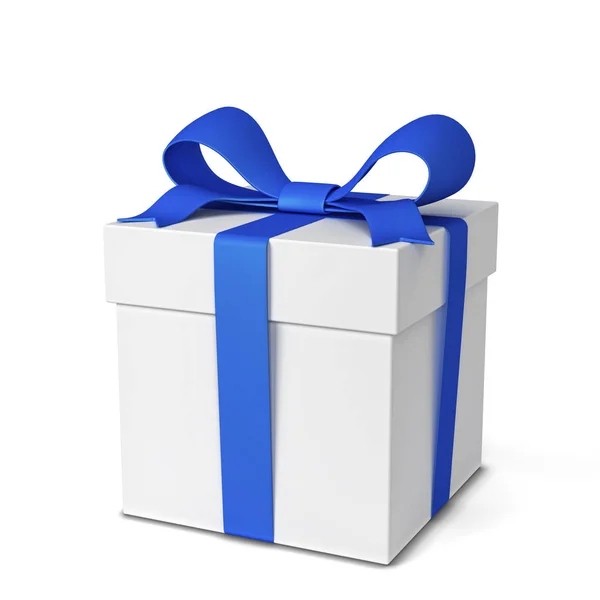 Подарочная Коробка Разноцветным Бантом Лентой Трехмерная Иллюстрация Белом Фоне — стоковое фото
