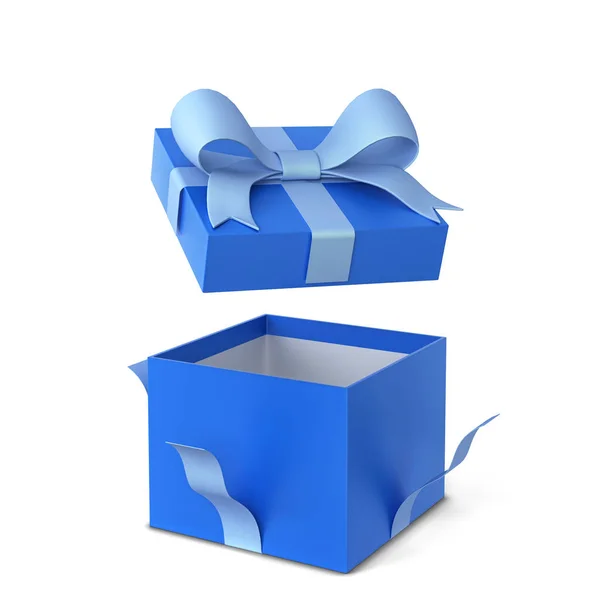 Открытая Подарочная Коробка Разноцветным Бантом Лентой Трехмерная Иллюстрация Белом Фоне — стоковое фото